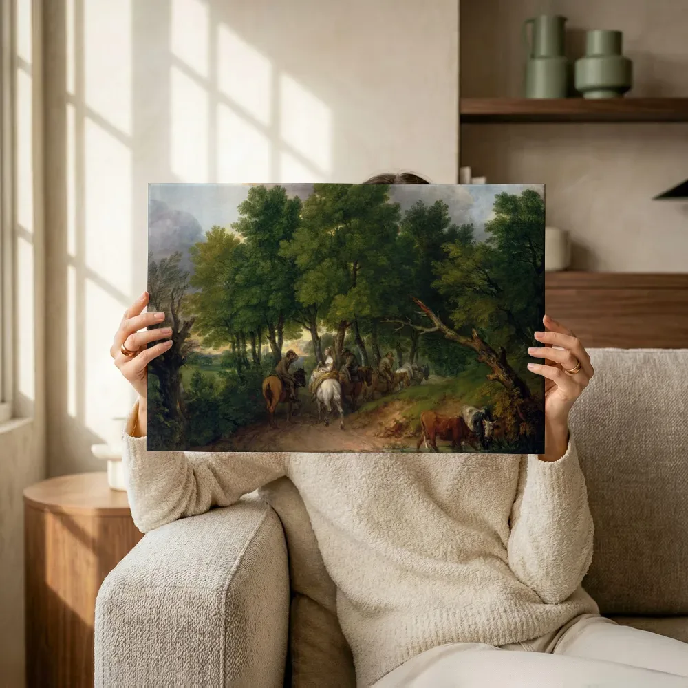 Sfeerimpressie: De weg van de markt van Thomas Gainsborough terwijl het omhoog wordt gehouden