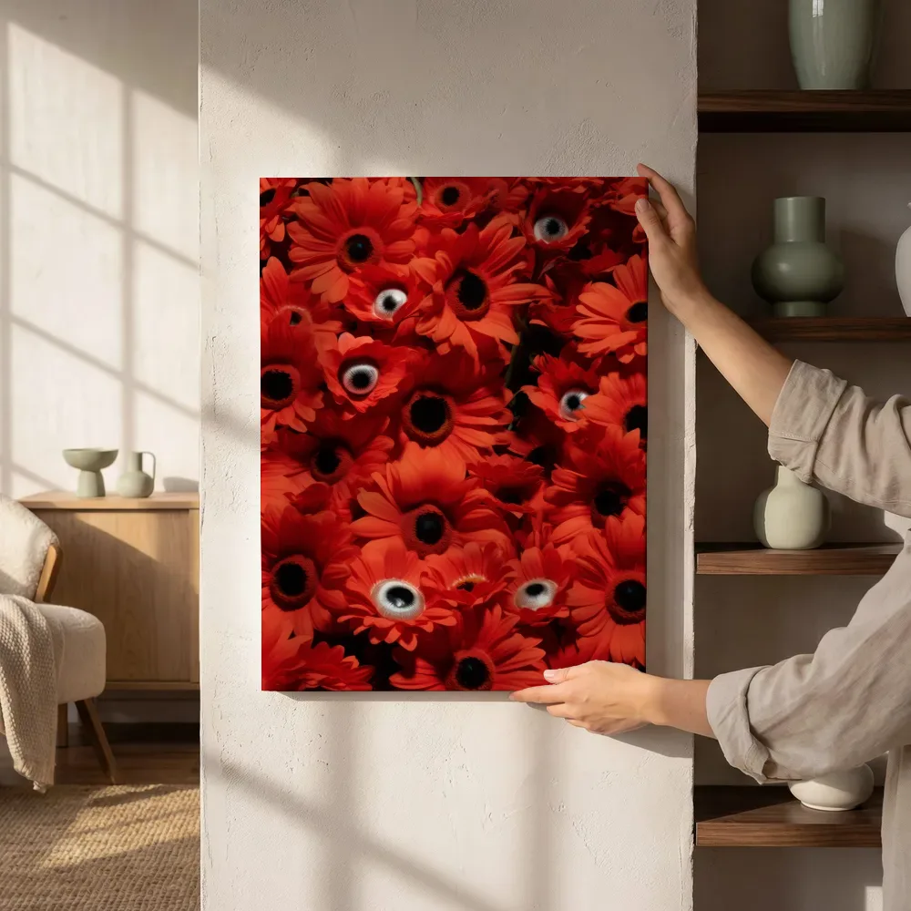 Sfeerimpressie: Rode gerbera naast de kast