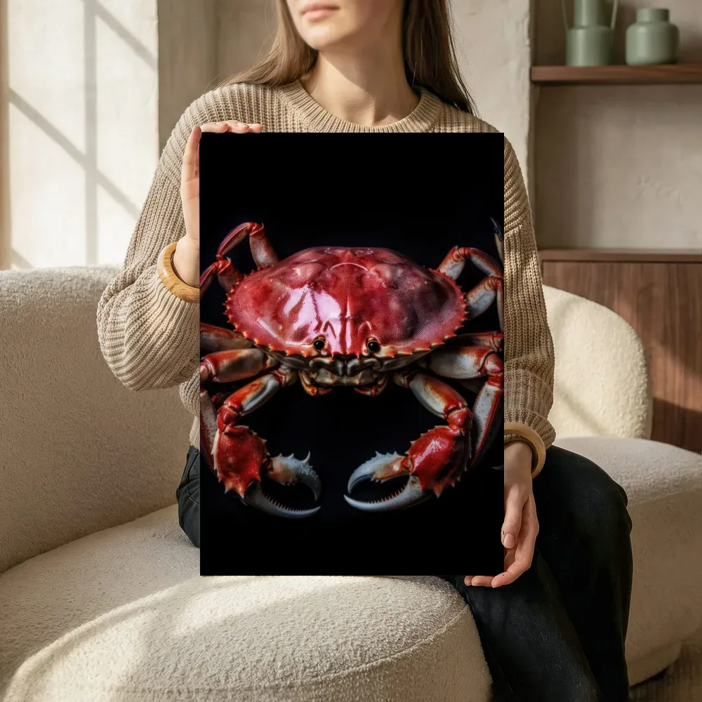 Sfeerimpressie: Rode krab close-up terwijl het zittend wordt getoond