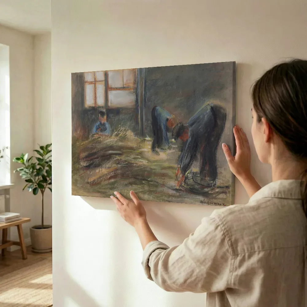 Sfeerimpressie: Rohrflechter van Max Liebermann terwijl het wordt opgehangen