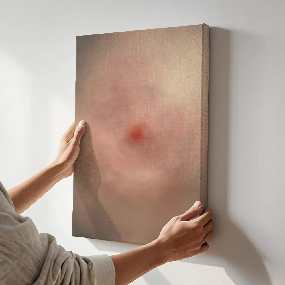 Sfeerimpressie: Ronde Lagen Nevel in Oud Roze terwijl het aan de muur wordt gehangen