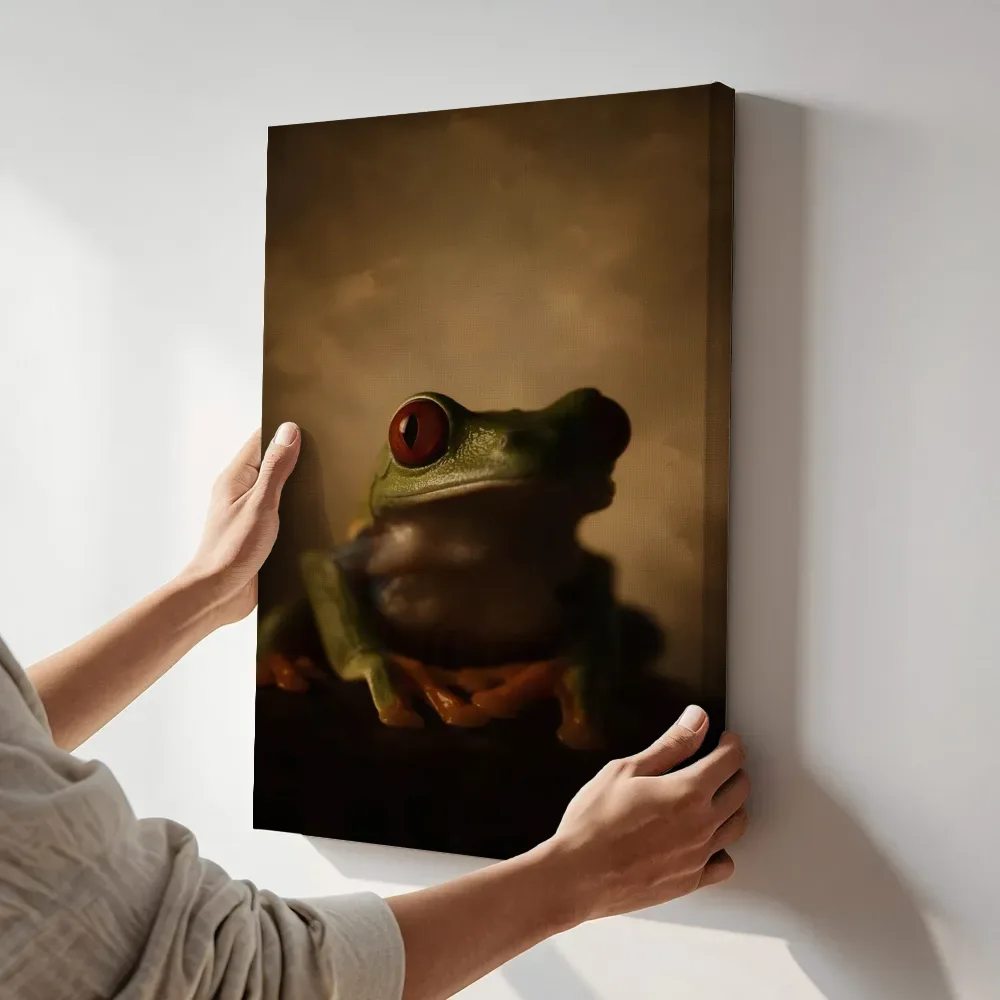 Sfeerimpressie: Roodoogmakikker van voren in sepia terwijl het aan de muur wordt gehangen