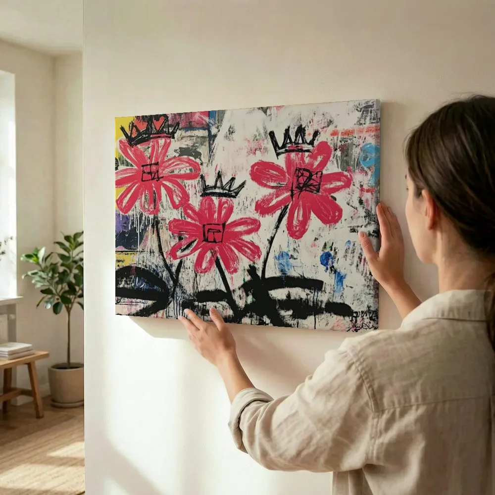 Sfeerimpressie: Roze bloemen met kleine kronen terwijl het wordt opgehangen