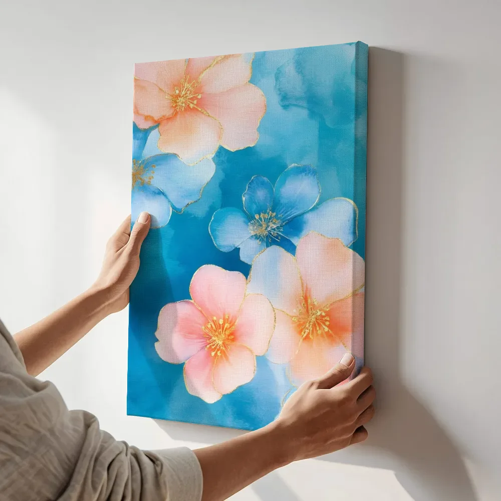 Sfeerimpressie: Bloesems met gouden randen terwijl het aan de muur wordt gehangen