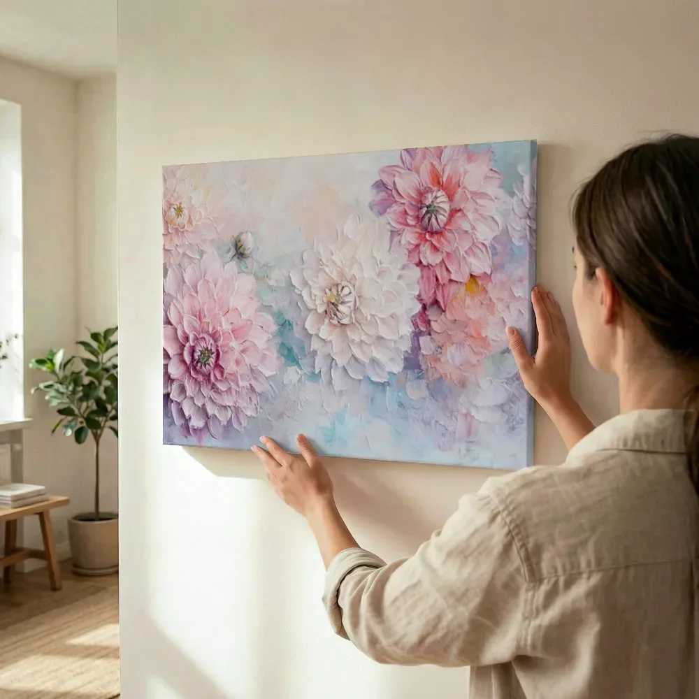 Sfeerimpressie: Roze chrysant terwijl het wordt opgehangen