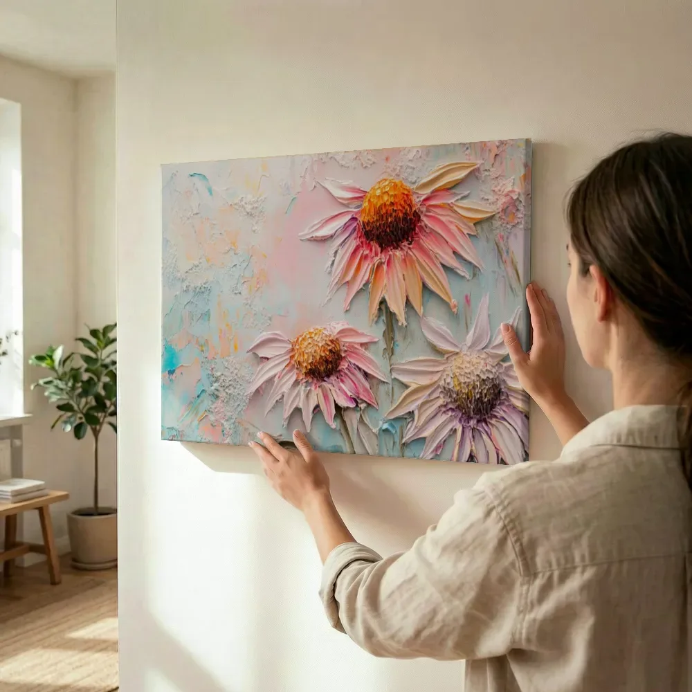 Sfeerimpressie: Roze coneflower terwijl het wordt opgehangen