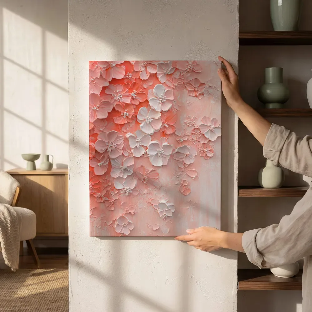 Sfeerimpressie: Roze hibiscus cluster naast de kast
