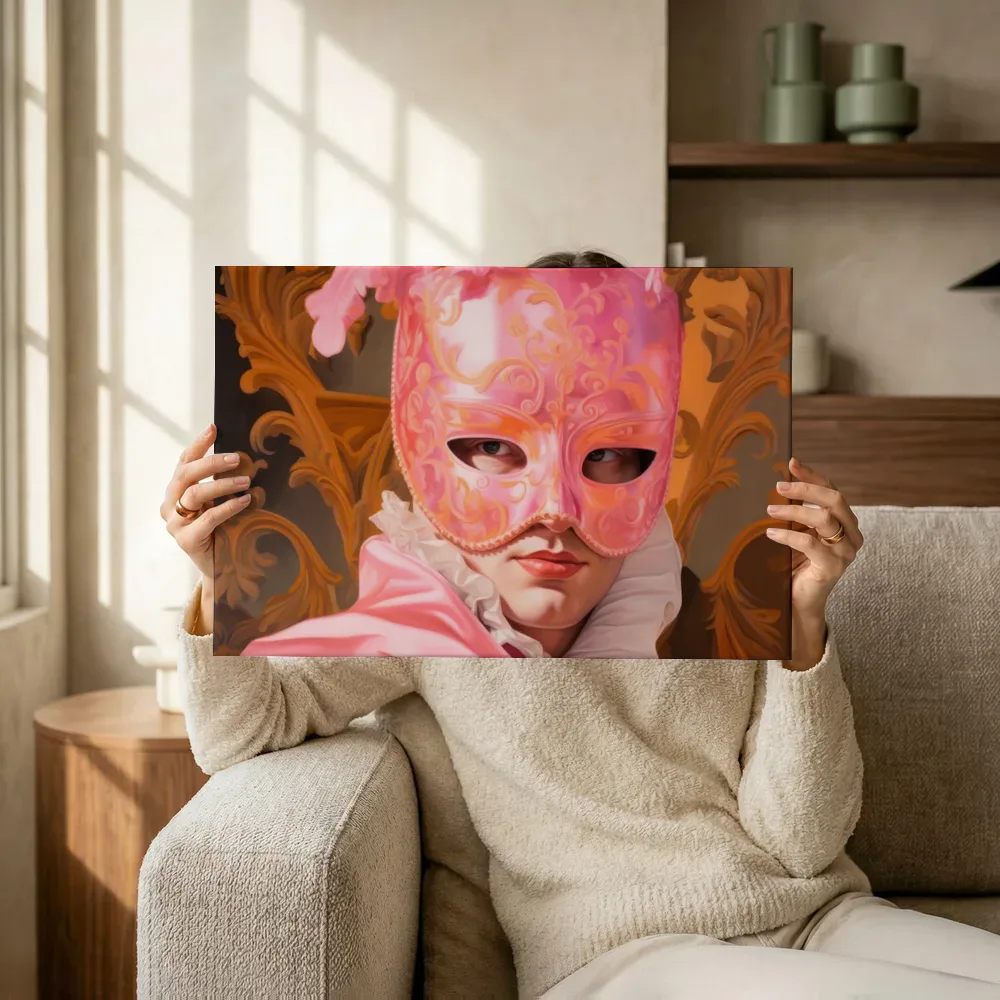 Sfeerimpressie: Roze maskerade terwijl het omhoog wordt gehouden