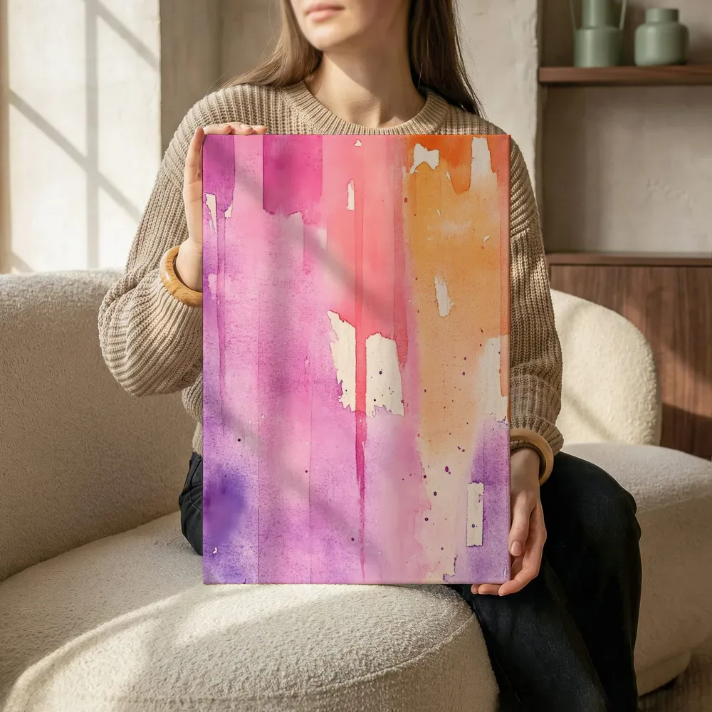 Sfeerimpressie: Roze paars aquarel terwijl het zittend wordt getoond