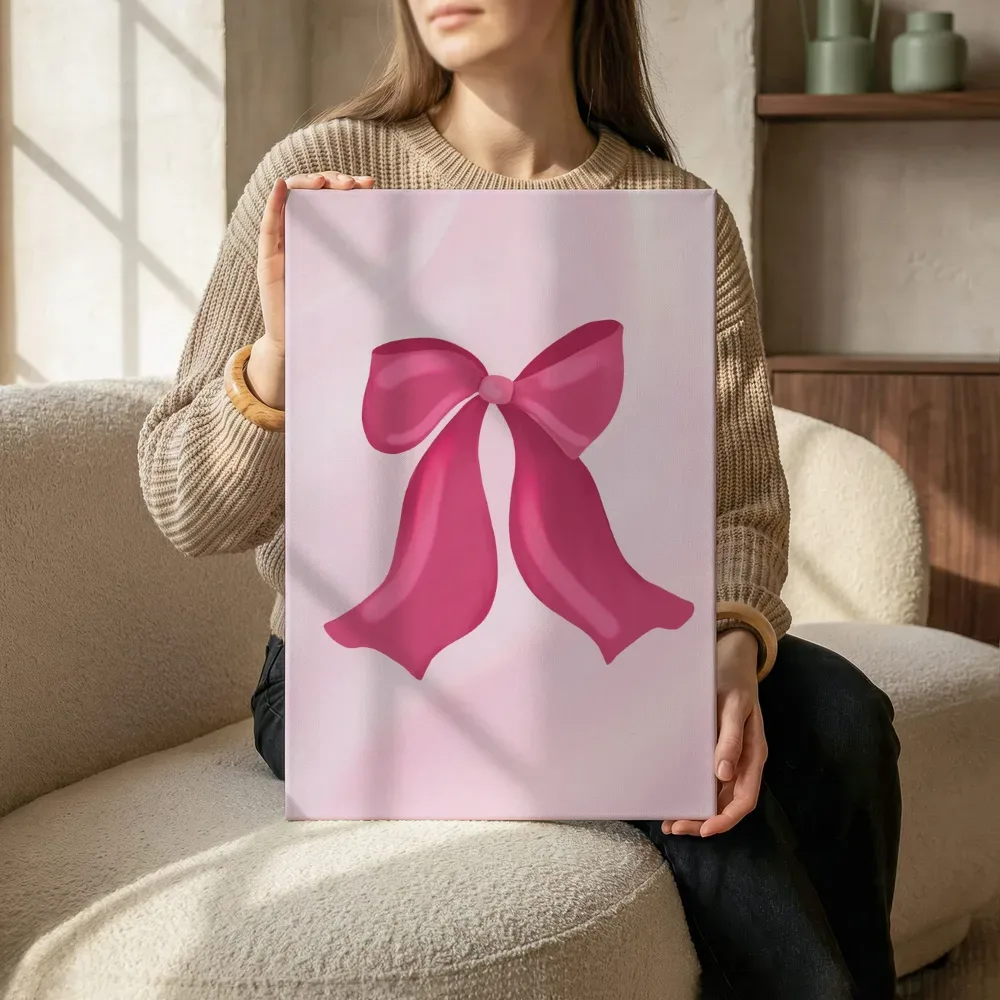 Sfeerimpressie: Roze strik terwijl het zittend wordt getoond