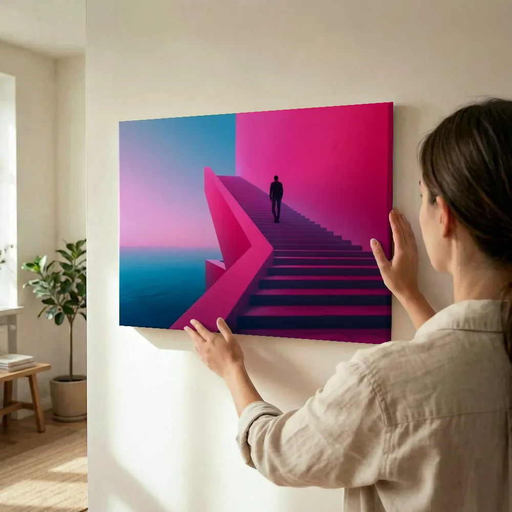 Sfeerimpressie: Roze trap naar de horizon terwijl het wordt opgehangen
