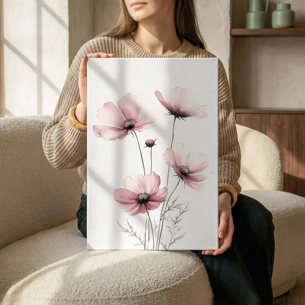 Sfeerimpressie: Roze wildbloemen takje terwijl het zittend wordt getoond