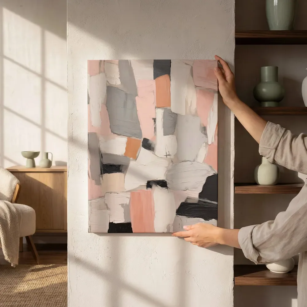 Sfeerimpressie: Roze-zwart patchwork naast de kast