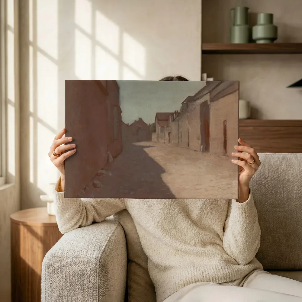 Sfeerimpressie: Rue de village (Dorpsstraat ) van Odilon Redon terwijl het omhoog wordt gehouden