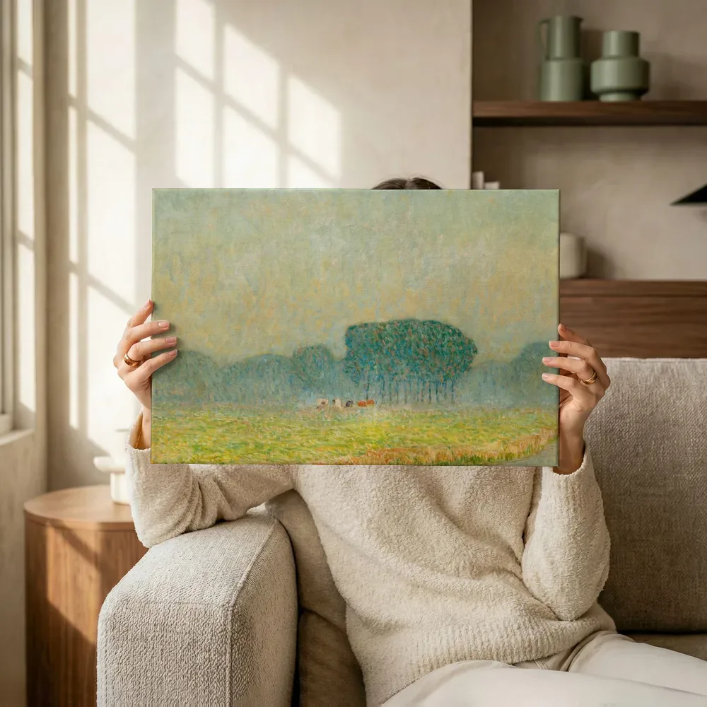 Sfeerimpressie: Scène champêtre van Emile Claus terwijl het omhoog wordt gehouden