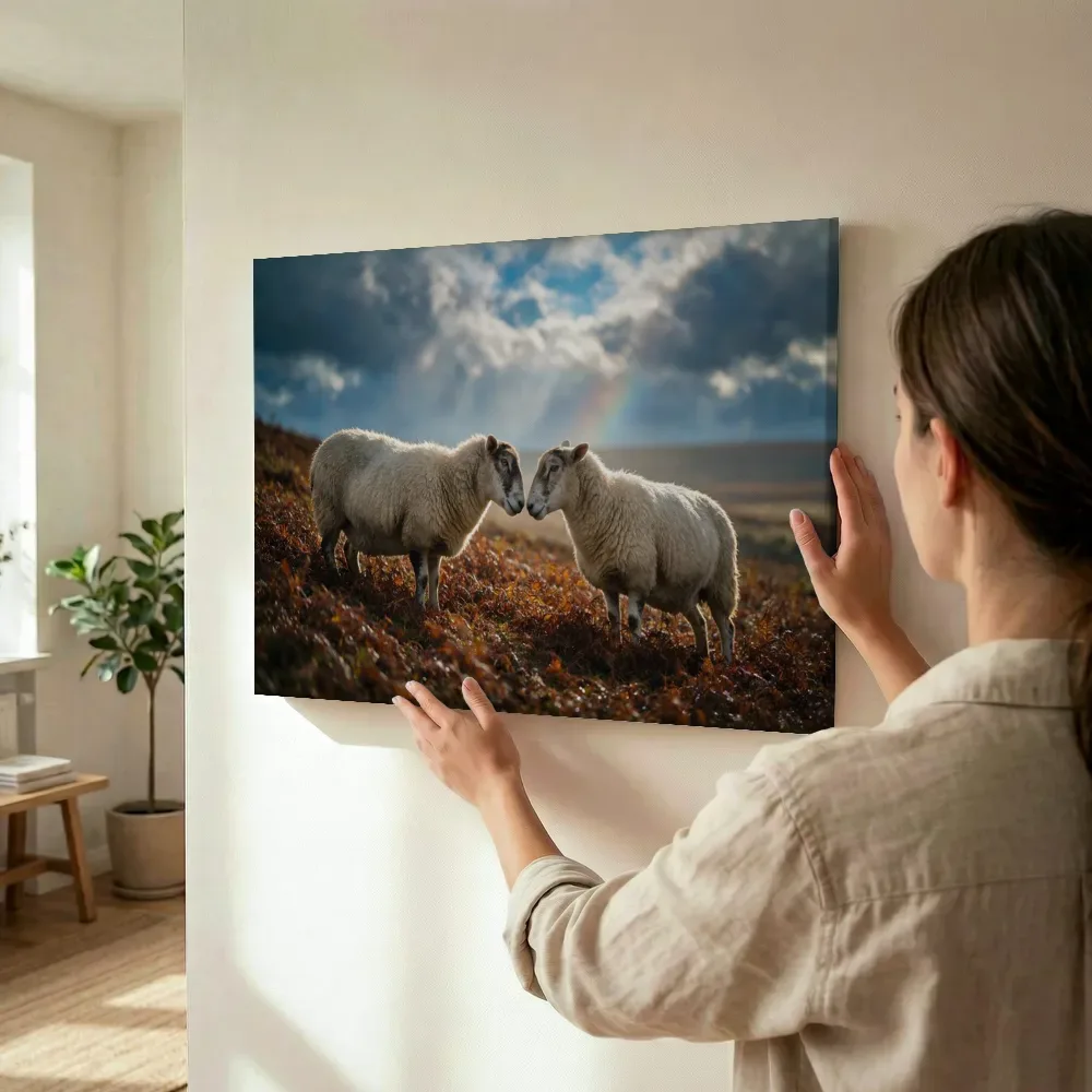 Sfeerimpressie: Schaap samen, een fris moment na de regen terwijl het wordt opgehangen