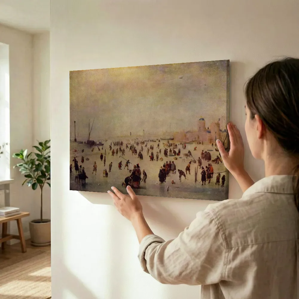 Sfeerimpressie: Schaatsscène van Hendrick Avercamp terwijl het wordt opgehangen