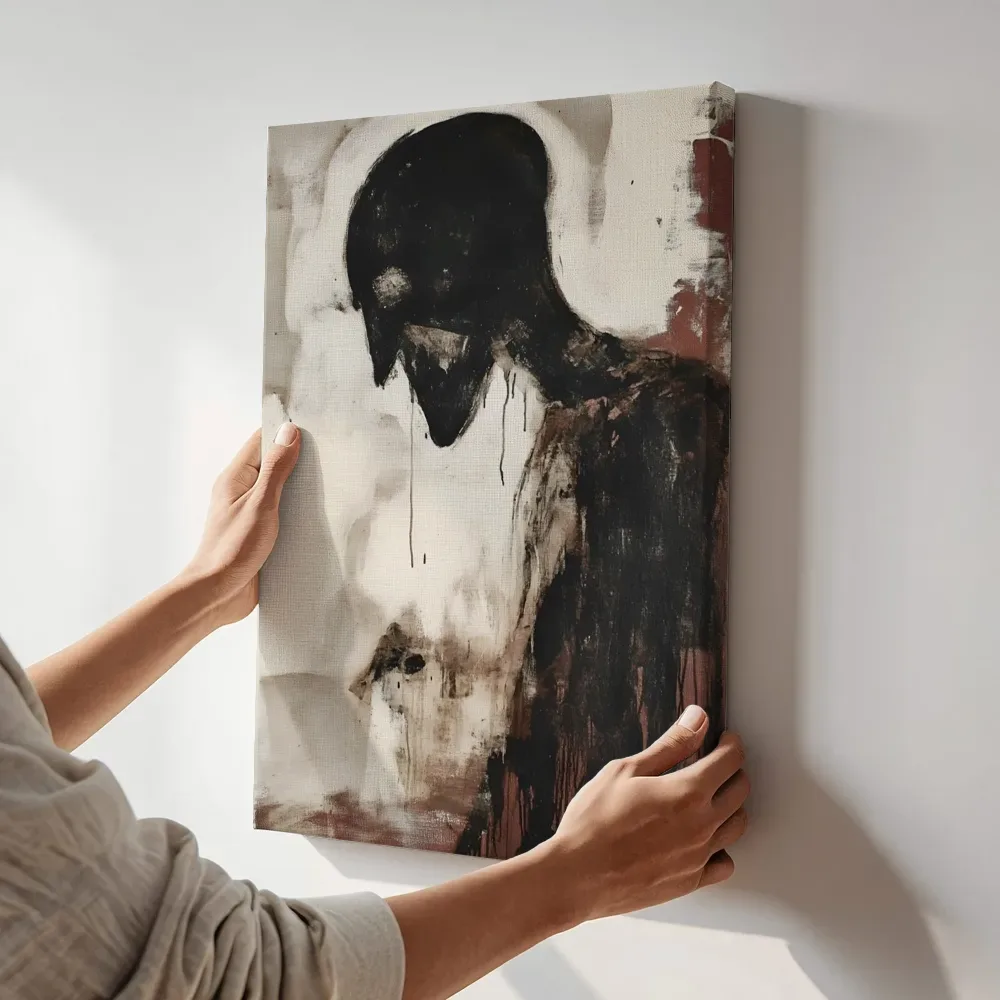Sfeerimpressie: Schimmige figuur terwijl het aan de muur wordt gehangen