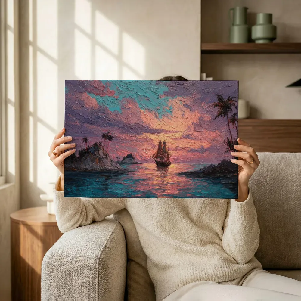 Sfeerimpressie: Schip bij zonsondergang terwijl het omhoog wordt gehouden