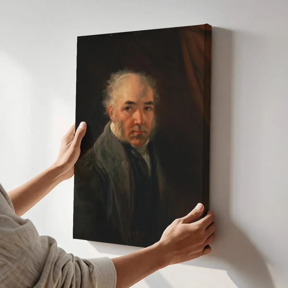 Sfeerimpressie: Zelfportret van James Ward terwijl het aan de muur wordt gehangen