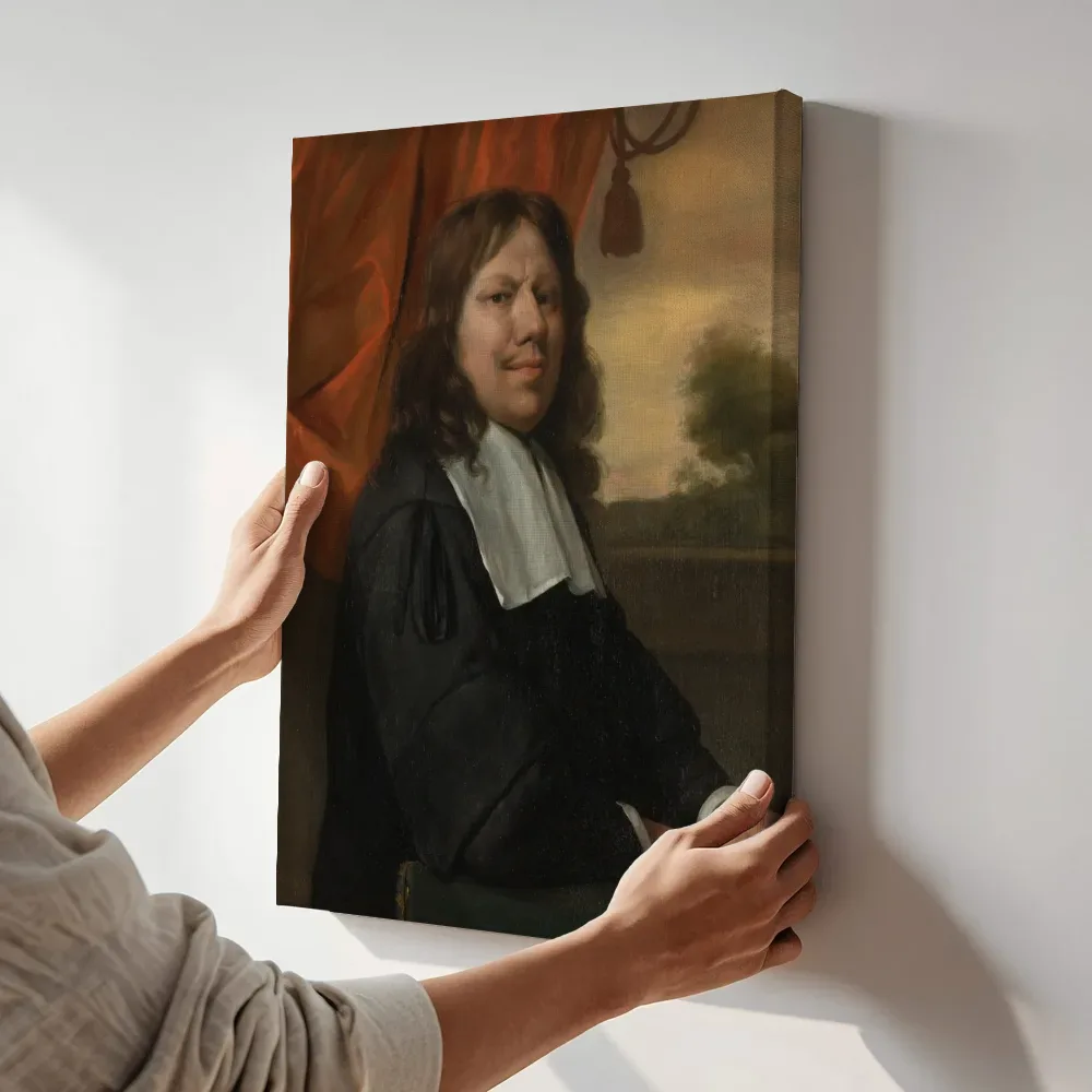 Sfeerimpressie: Zelfportret van Jan Steen terwijl het aan de muur wordt gehangen