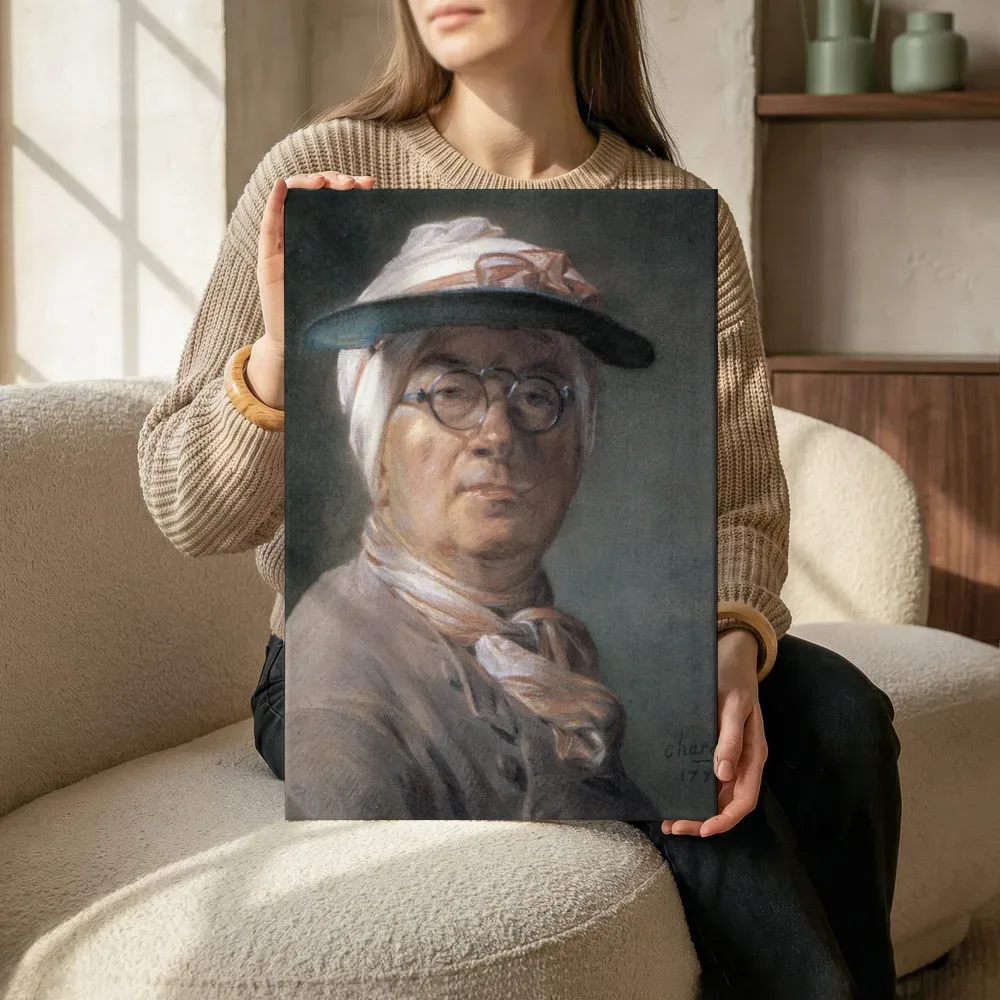 Sfeerimpressie: Zelfportret met bril van Jean-Baptiste-Siméon Chardin terwijl het zittend wordt getoond