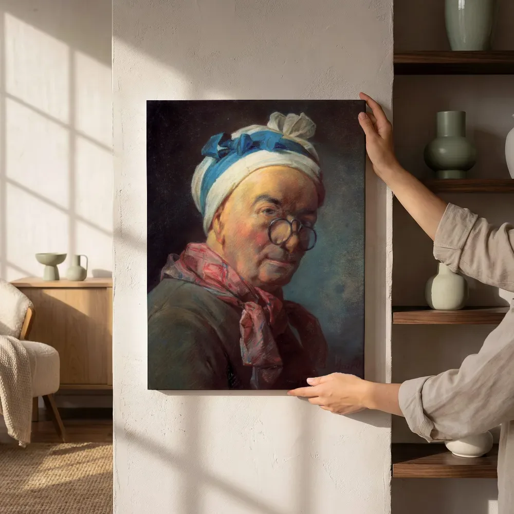 Sfeerimpressie: Zelfportret met bril van Jean-Baptiste-Siméon Chardin naast de kast