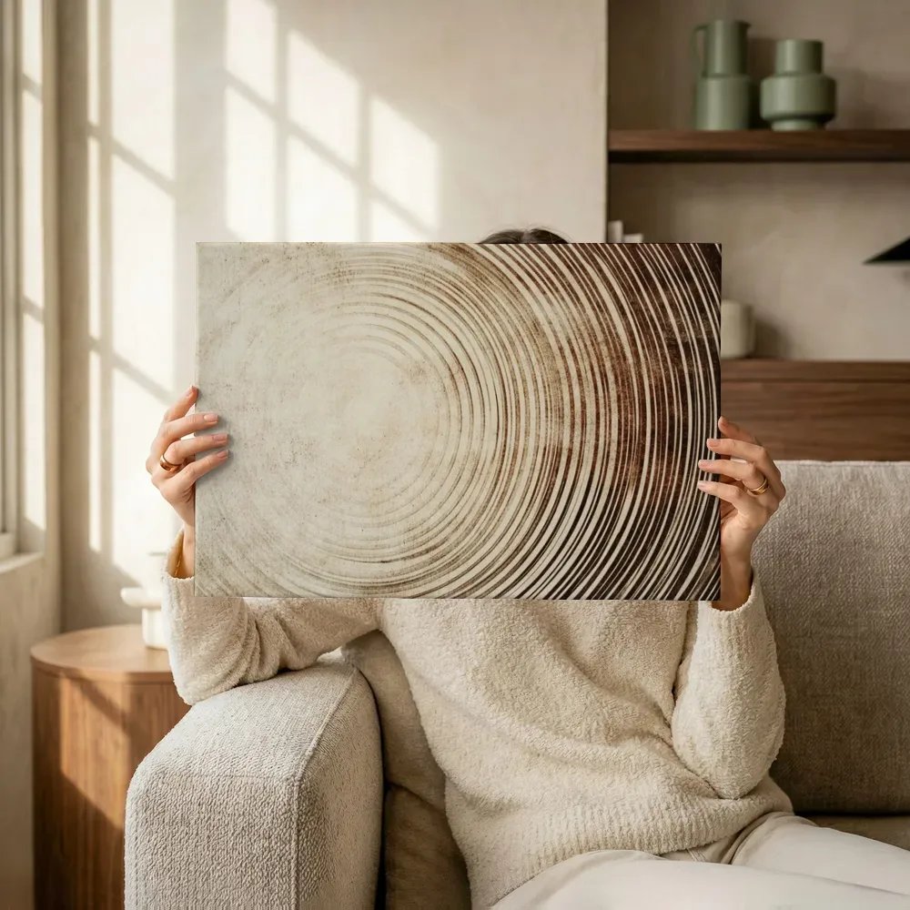Sfeerimpressie: Sepia cirkelgolven terwijl het omhoog wordt gehouden