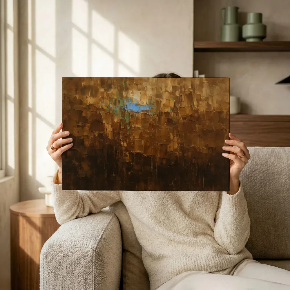 Sfeerimpressie: Sepia en hemelsblauw met verre gloed terwijl het omhoog wordt gehouden