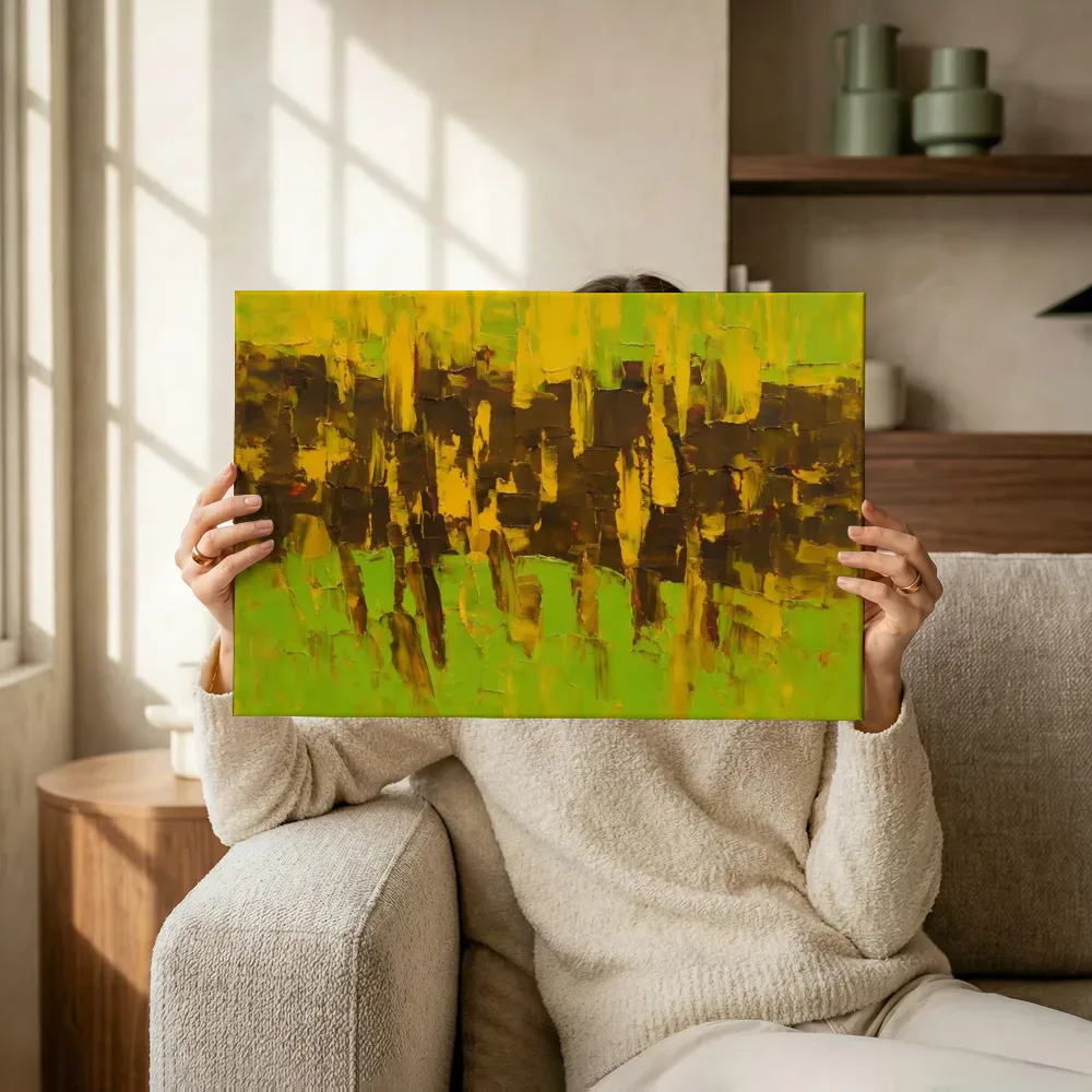 Sfeerimpressie: Sepia en kurkuma met gebroken front terwijl het omhoog wordt gehouden
