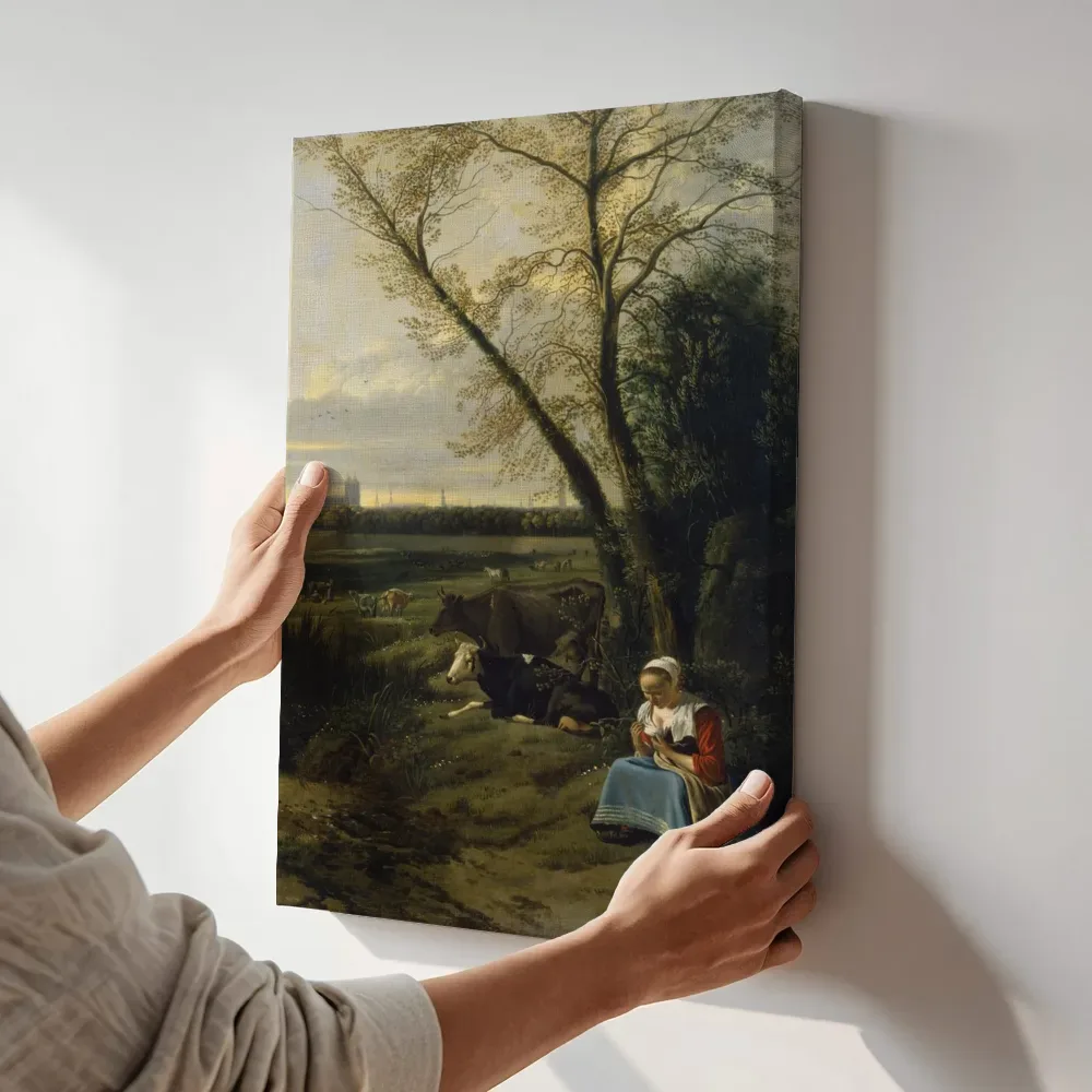 Sfeerimpressie: Shepherdess van Johannes Siberechts terwijl het aan de muur wordt gehangen