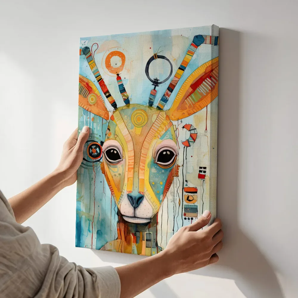 Sfeerimpressie: Sierlijke gazelle terwijl het aan de muur wordt gehangen