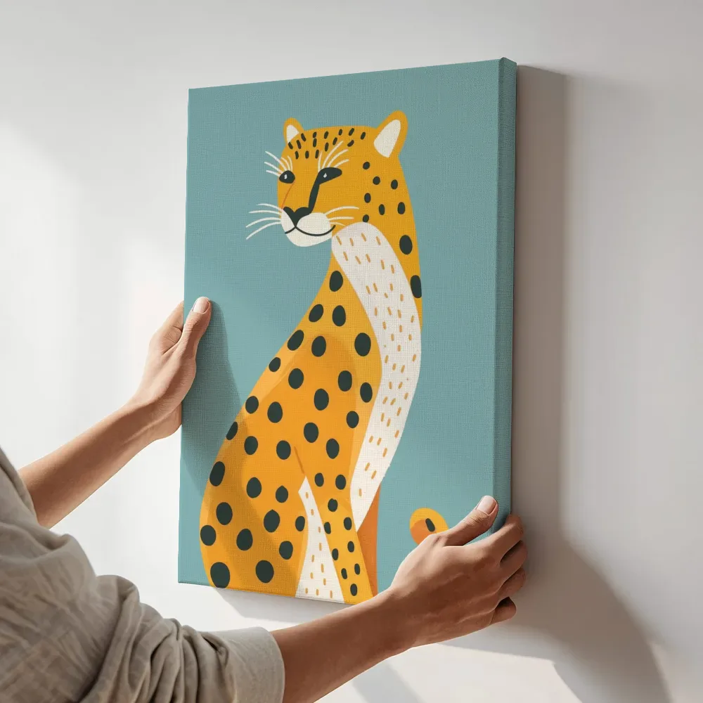 Sfeerimpressie: Sierlijke luipaard terwijl het aan de muur wordt gehangen