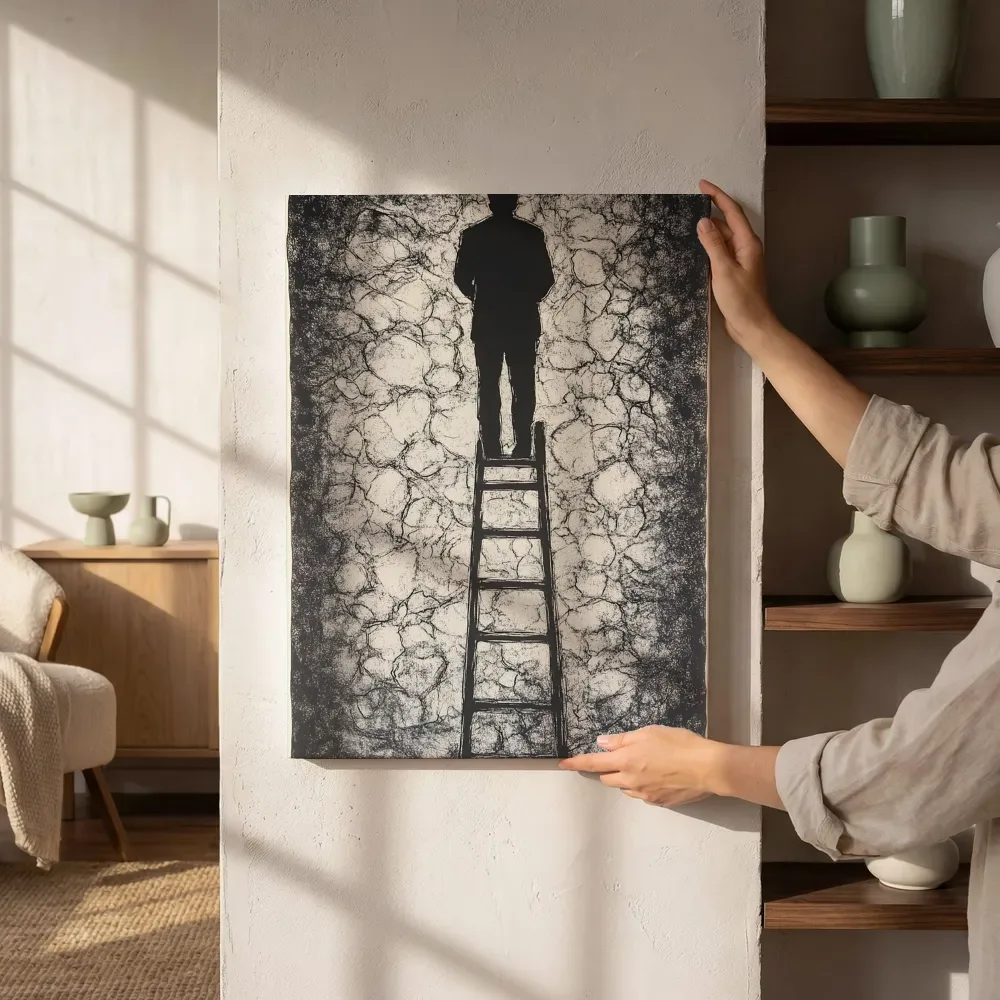 Sfeerimpressie: Silhouet op ladder naast de kast
