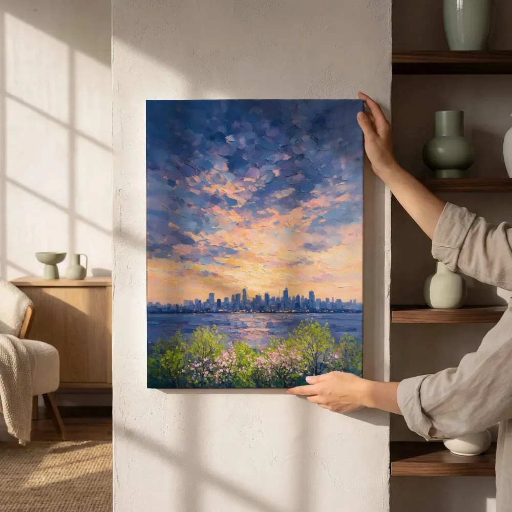 Sfeerimpressie: Skyline over het water in vol licht naast de kast