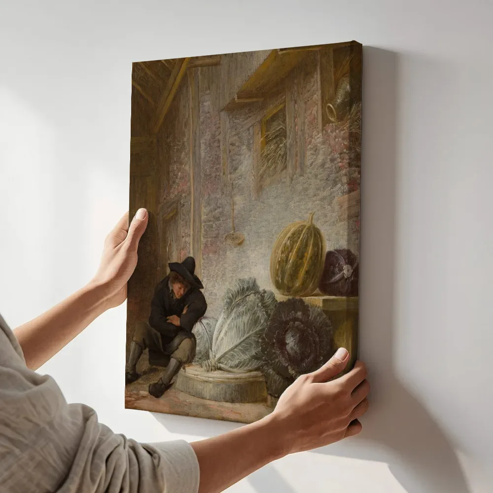 Sfeerimpressie: Slapende jongen in een schuur van François Ryckhals terwijl het aan de muur wordt gehangen