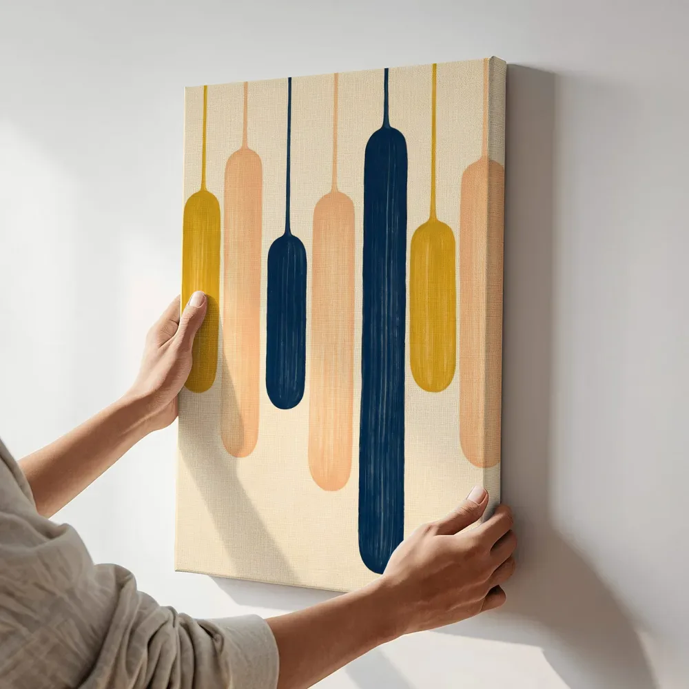 Sfeerimpressie: Smeltende kolommen Textured Minimalism 17 terwijl het aan de muur wordt gehangen