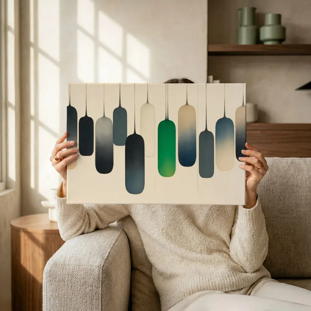 Sfeerimpressie: Smeltende kolommen Textured Minimalism in houtskoolgrijs 2 terwijl het omhoog wordt gehouden