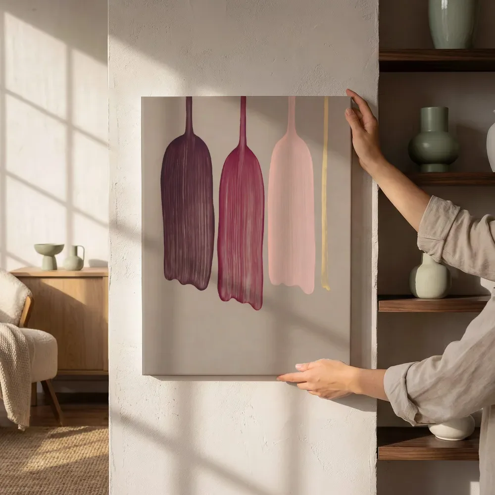 Sfeerimpressie: Smeltende kolommen Textured Minimalism in magenta 2 naast de kast