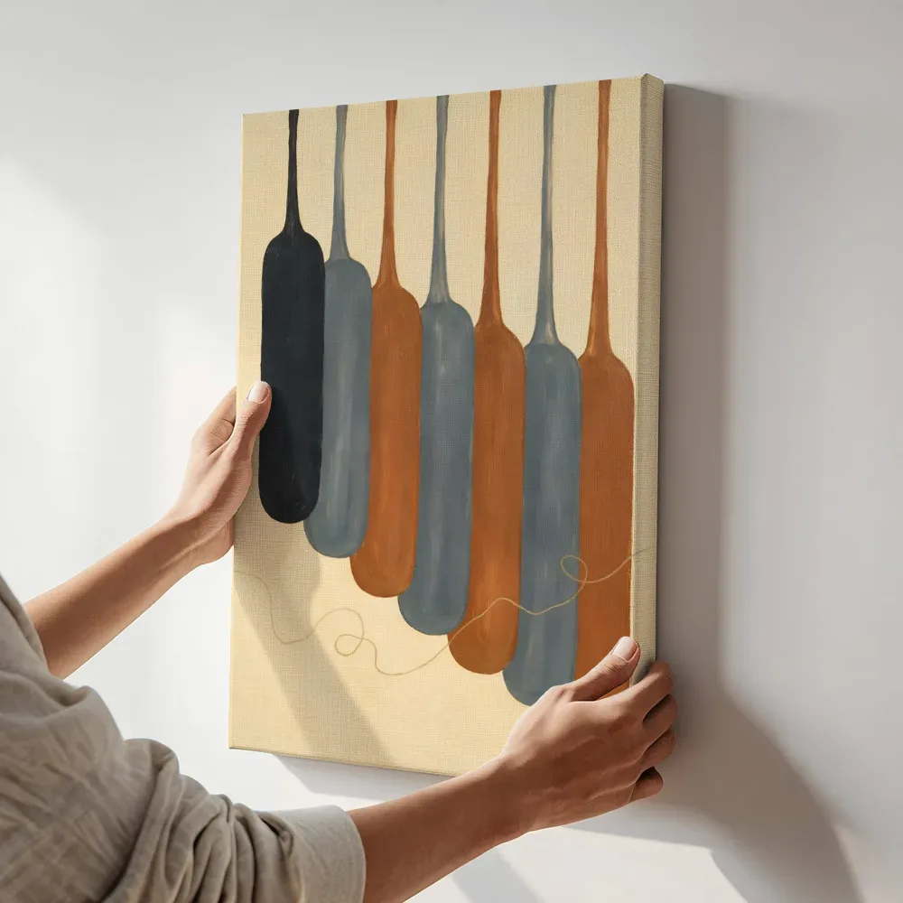 Sfeerimpressie: Smeltende kolommen Textured Minimalism terwijl het aan de muur wordt gehangen