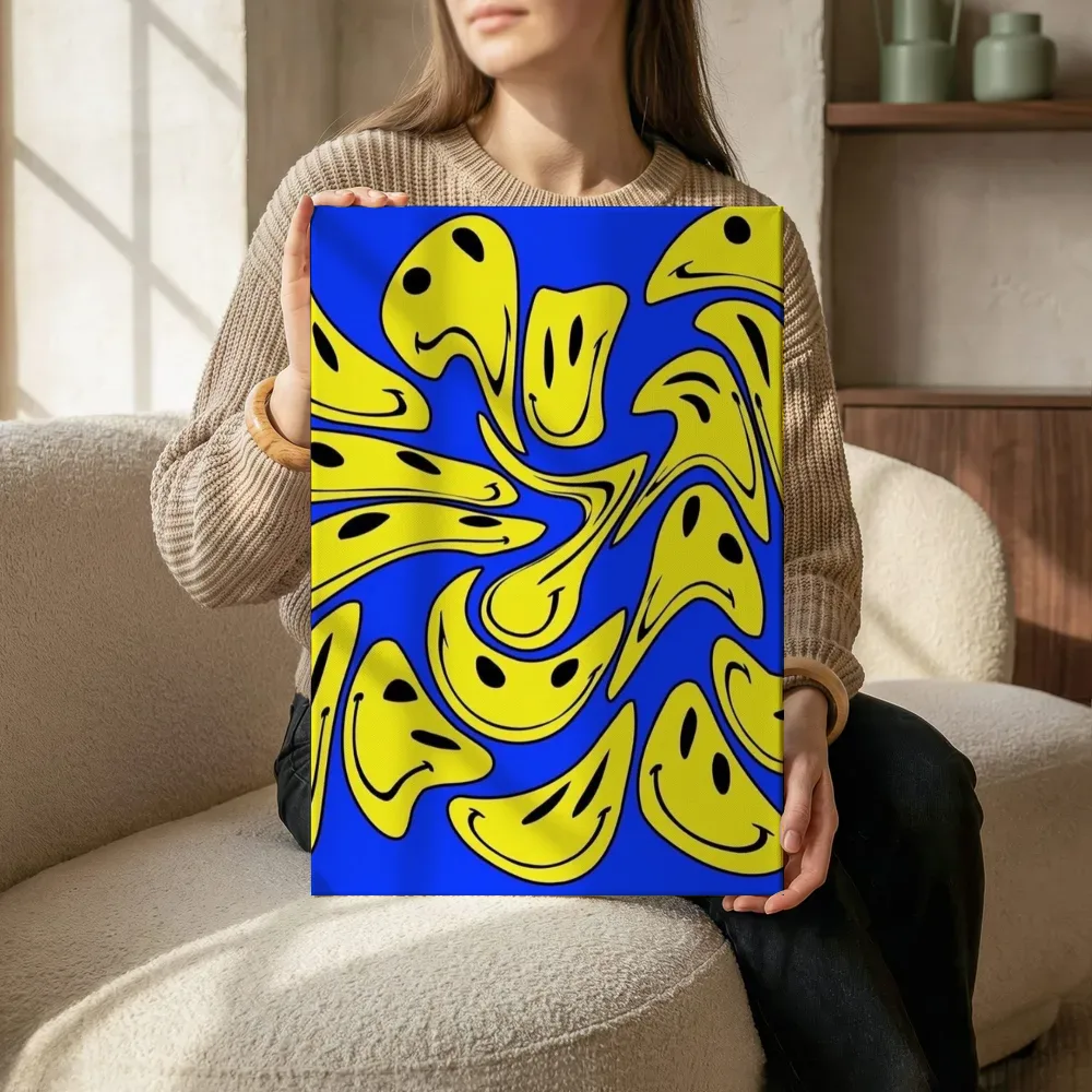 Sfeerimpressie: Smeltende smileys surrealisme terwijl het zittend wordt getoond