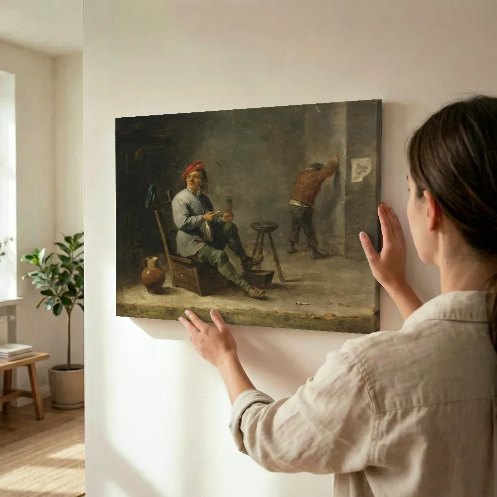 Sfeerimpressie: Smoker van David Teniers the Younger terwijl het wordt opgehangen