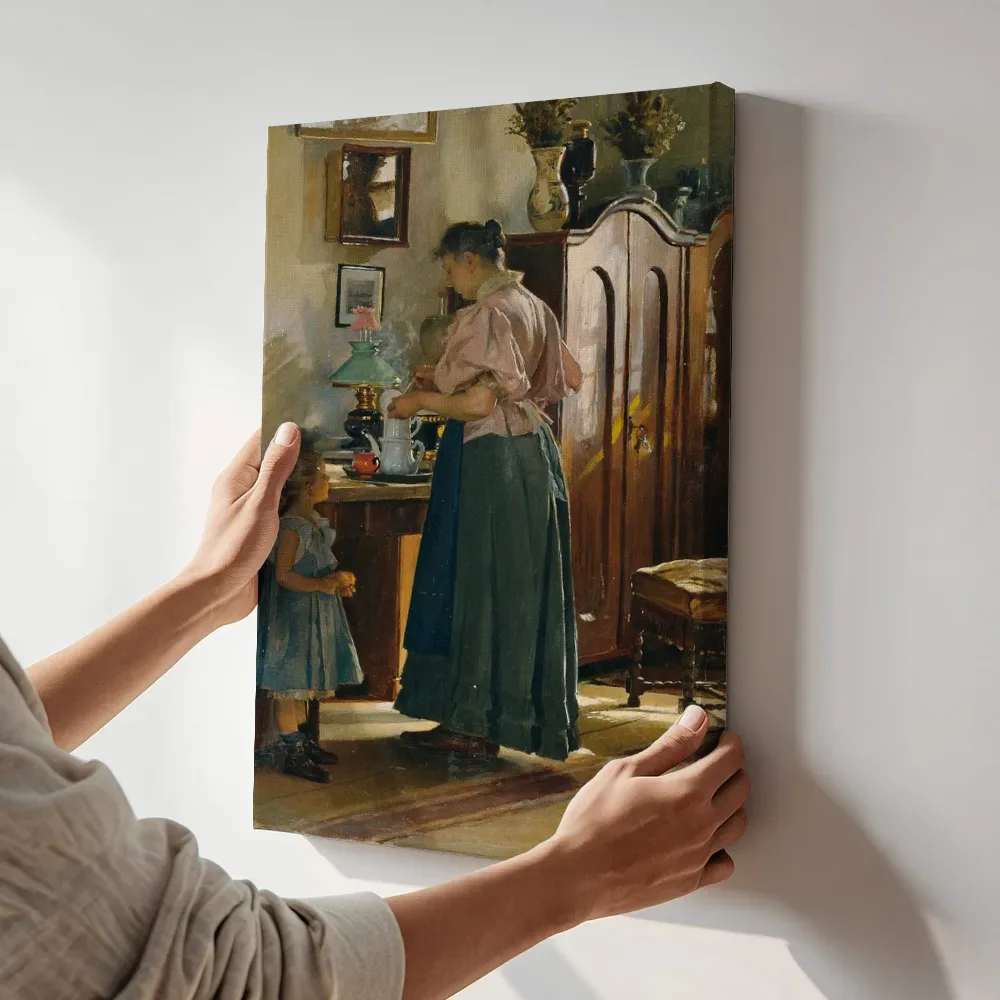 Sfeerimpressie: Snack Time van Gustav August Hessl terwijl het aan de muur wordt gehangen