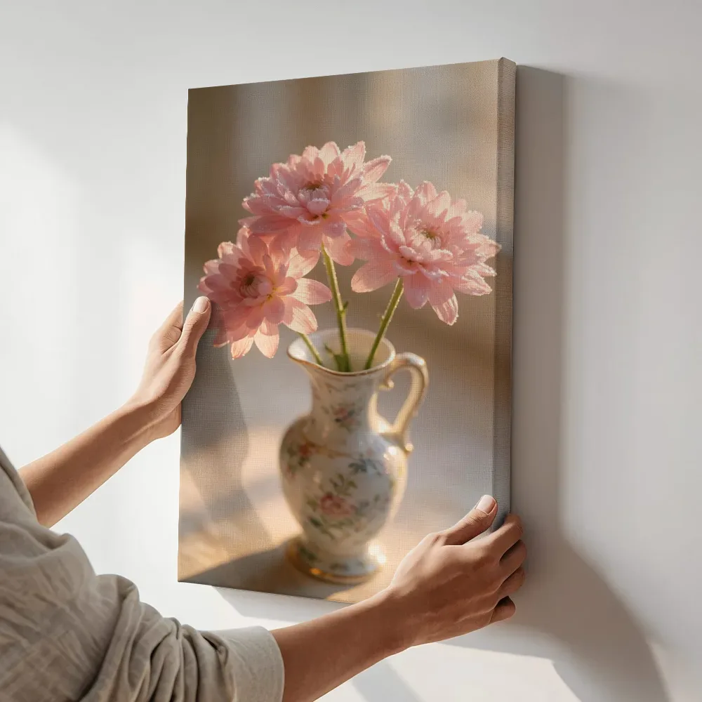 Sfeerimpressie: Snijbloem in het gouden uur 7 terwijl het aan de muur wordt gehangen