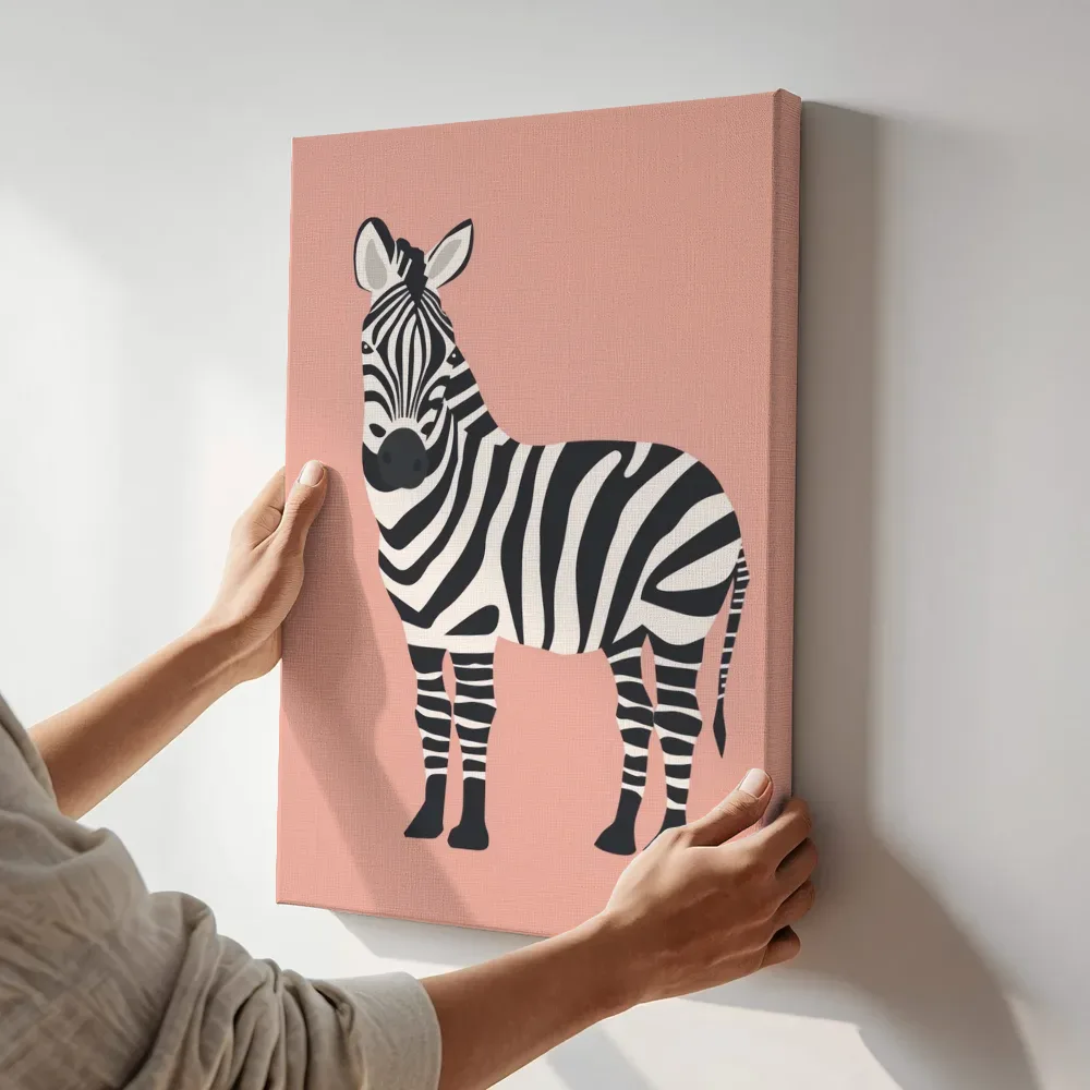 Sfeerimpressie: Statige zebra terwijl het aan de muur wordt gehangen