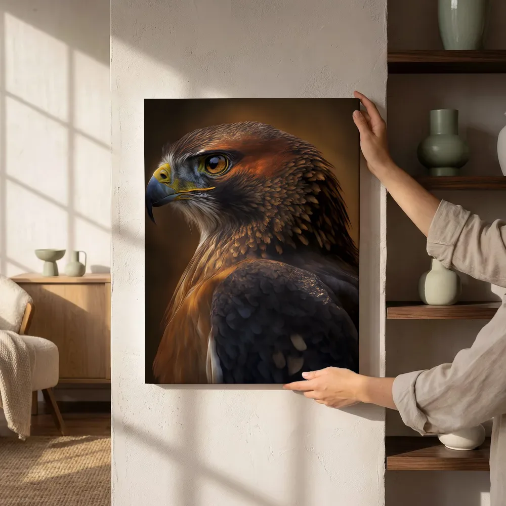 Sfeerimpressie: Steenarend portret naast de kast