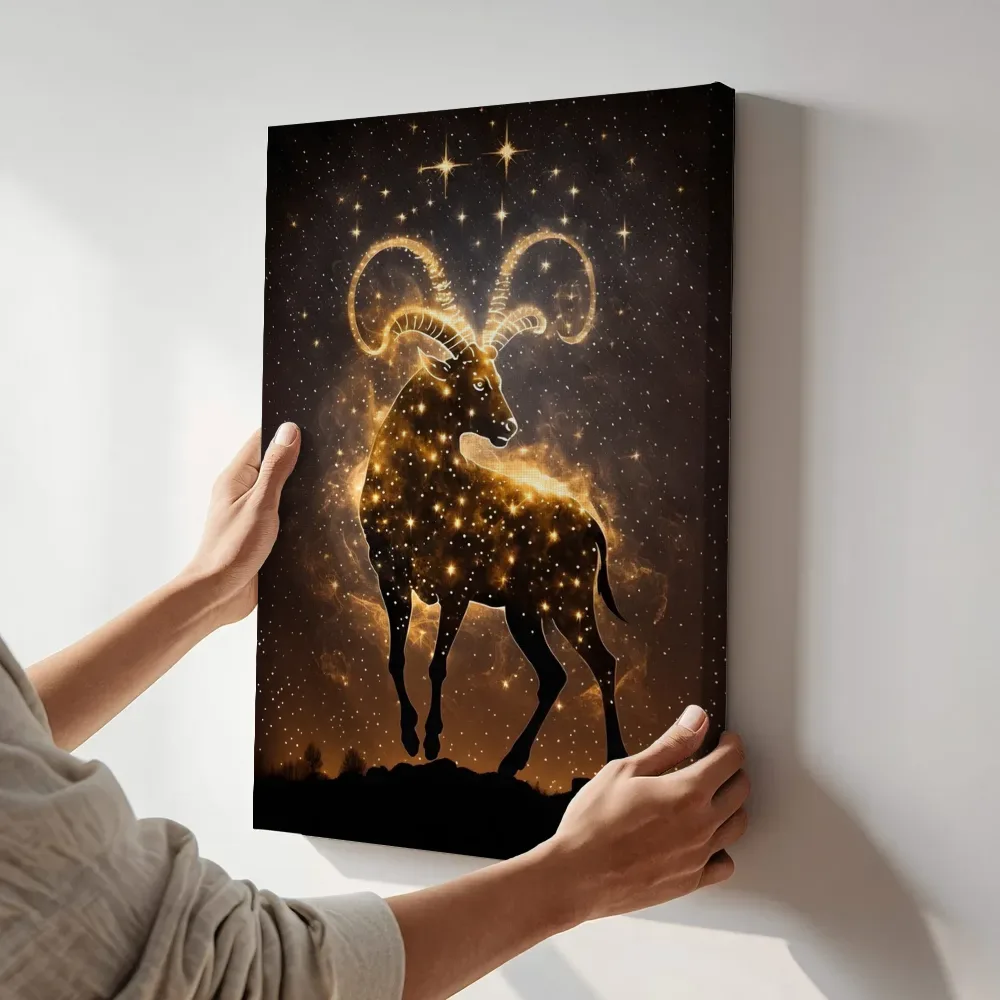 Sfeerimpressie: Steenbok op de rotsen terwijl het aan de muur wordt gehangen