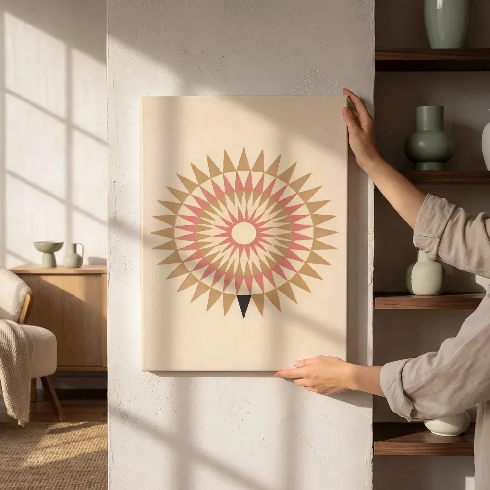 Sfeerimpressie: Sterburst-mandala Modern Bauhaus 12 naast de kast