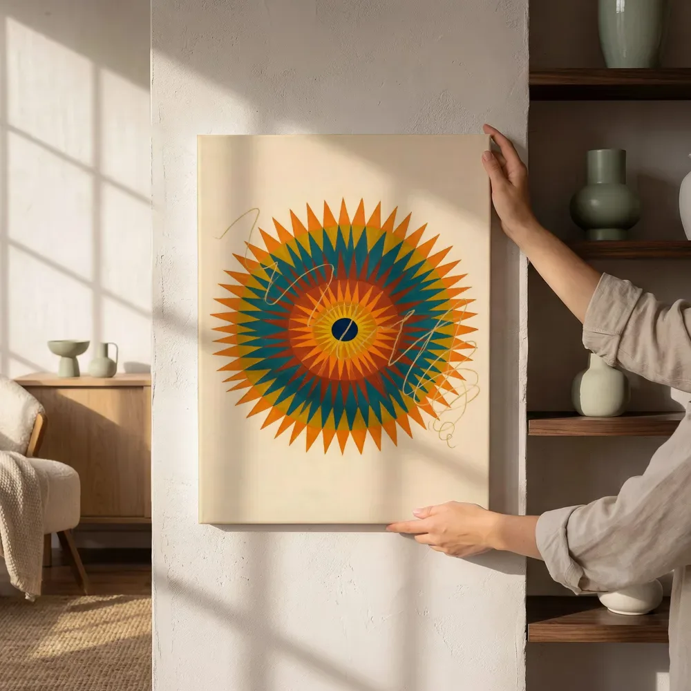 Sfeerimpressie: Sterburst-mandala Modern Bauhaus 16 naast de kast