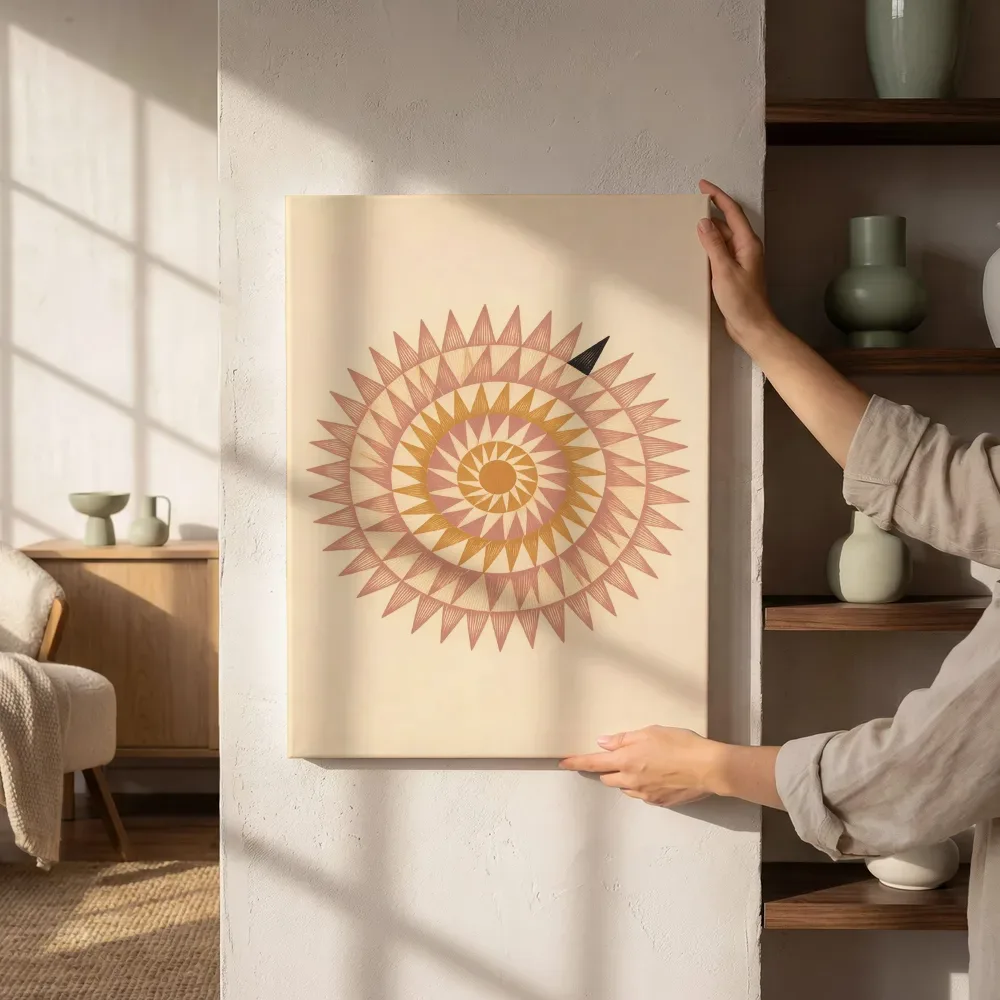 Sfeerimpressie: Sterburst-mandala Modern Bauhaus 18 naast de kast